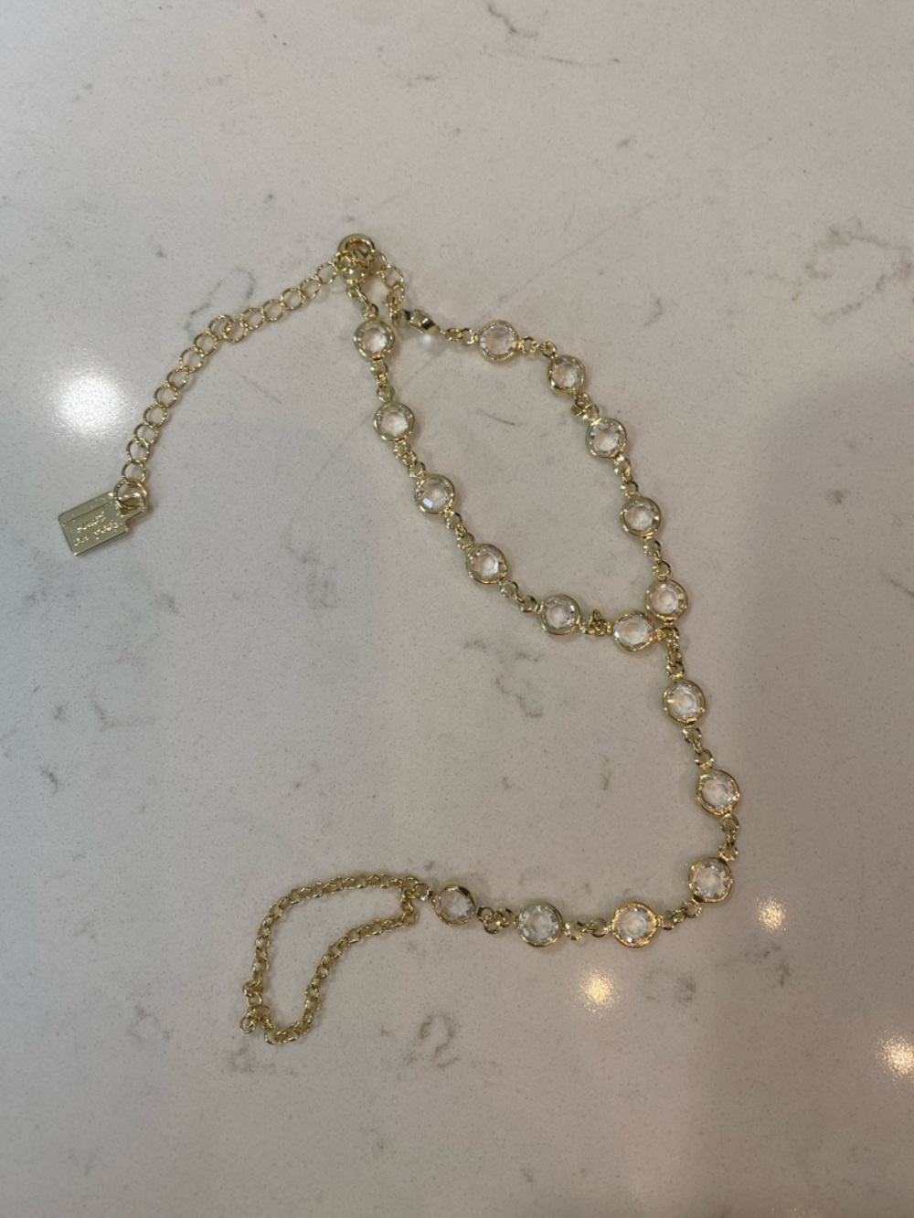 Feed Me Gems Gold and Clear crystal Hand Chain Bracelet - Picture 2 of 3